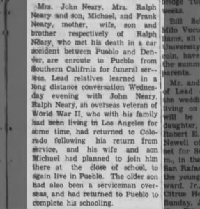 Ralph Neary obituary died in car accident 