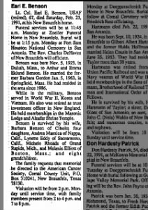 Obituary for Earl E. Benson