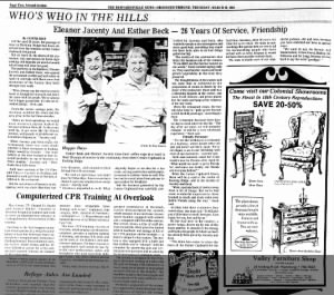 Corner Cupboard Fairwell - March 22, 1984