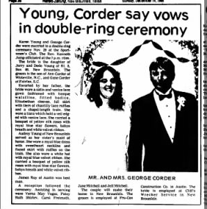 George S and Karen A Young Corder wedding