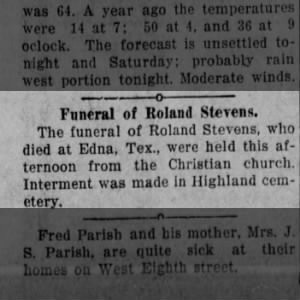 Obituary for Roland Stevens