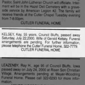 Obituary for Kay KELSEY