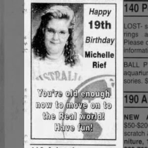 1997 - 19th Birthday - Michelle Rief