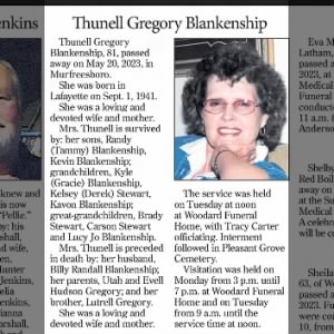Obituary for Thunell Gregory Blankenship