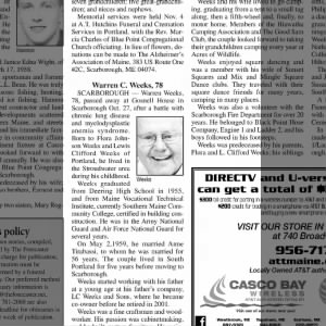 Obituary Warren C. Weeks