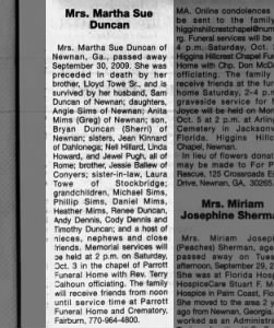 Martha Sue Towe-Duncan Obituary