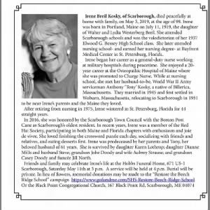 Obituary for Irene Breil Kosky
