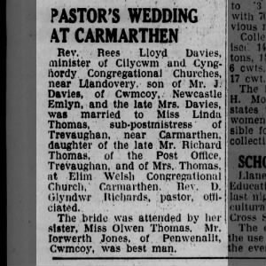 Pastors wedding at Carmarthen 