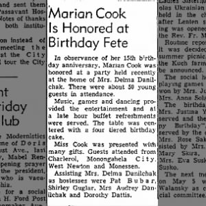 Marian Cook Is Honored at Birthday Fete