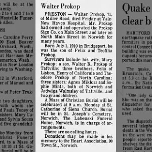 Obituary for Walter Prokop