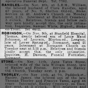 Obituary for Thomas ROBINSON