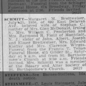 Obituary for Margaret M SCHMITT