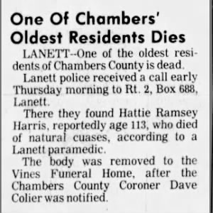 Obituary for Hattie Ramsey Harris