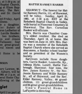 Obituary for HATTIE RAMSEY HARRIS