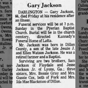 Gary Jackson obituary