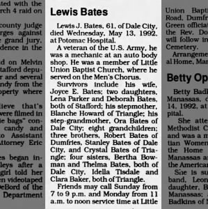 Obituary for Lewis J Bates