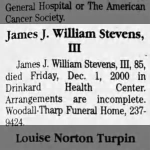 Obituary for James J William Stevens HI