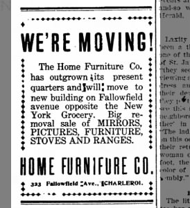 New Building of Home Furniture, 323 Fallowfield Avenue, Charleroi
