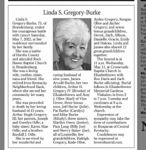 Obituary for Linda S. Gregory-Burke