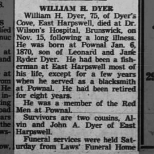 William Dyer- Obituary