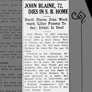 Obituary for JOHN BLAINE