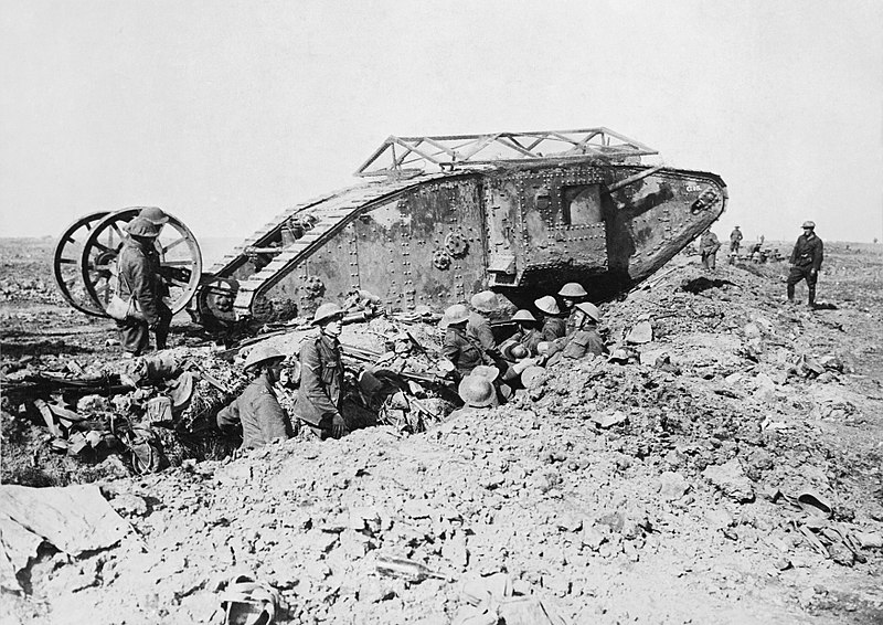 British tank at the Battle of the Somme, September 1916