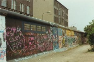 The West Berlin side of the Berlin Wall, 1989