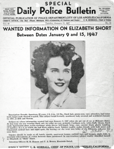 Police bulletin about Elizabeth Short, the "Black Dahlia" from January 15, 1947.