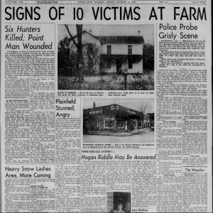 Headlines from the Ed Gein murders (Stevens Point Daily Journal, via Newspapers.com)