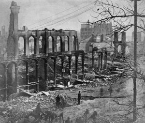 Destroyed buildings after the Great Chicago Fire of 1871