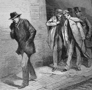 Artist's rendering of "a suspicious character" during Jack the Ripper era in London