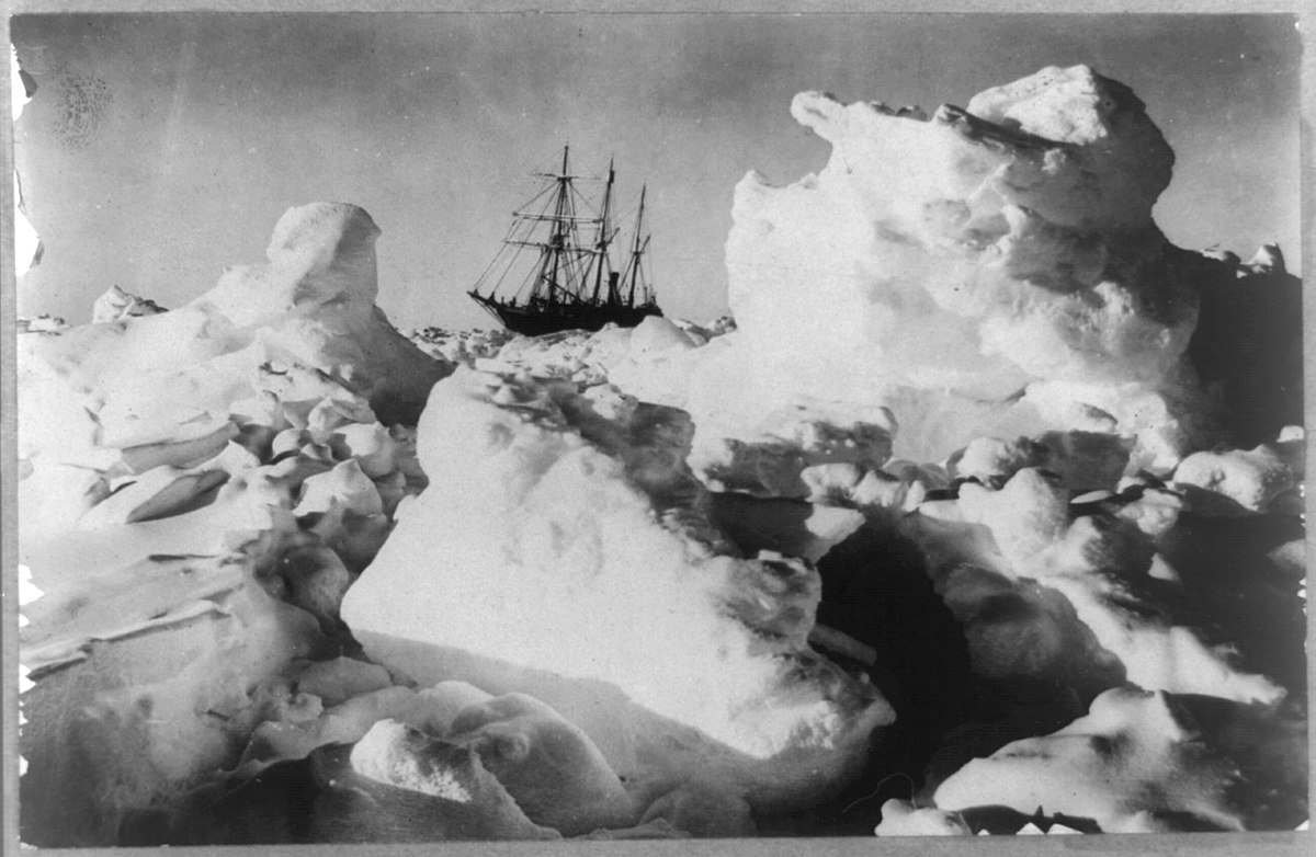 Endurance trapped in the ice during the Shackleton expedition to Antarctica, 1916