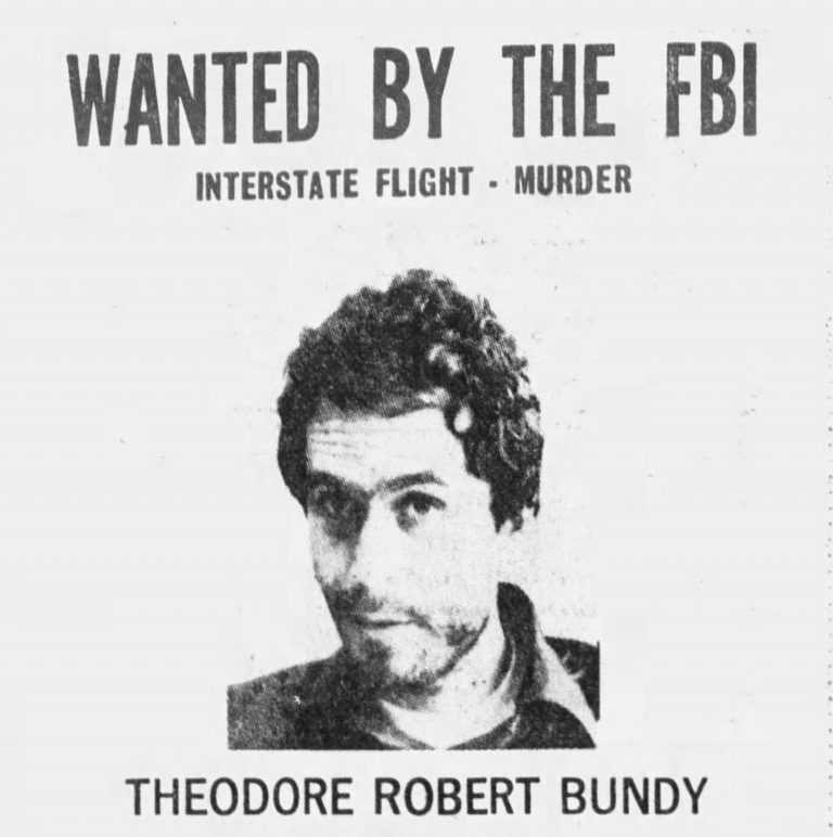 FBI wanted poster for Ted Bundy (The Pensacola News, via Newspapers.com)